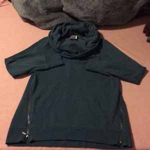 Turquoise sweater with front pocket